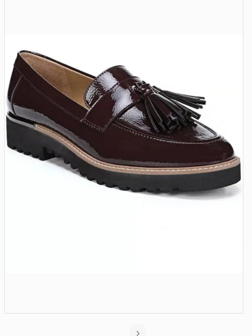 FRANCO SARTO Burgundy Patent Leather Tassel Loafer Shoes
